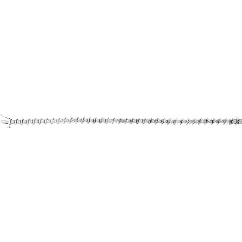 Fern frond bracelet-14K White Gold Diamond Line Bracelet, 7.25" (1/2cttw)