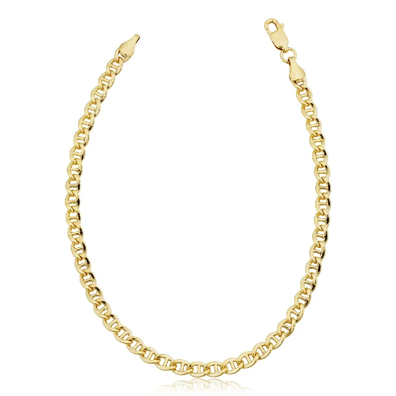 Scalloped edge bracelet-14k Yellow Gold Filled 4.3 millimeter Solid Flat Mariner Chain Bracelet (8.5 inches)