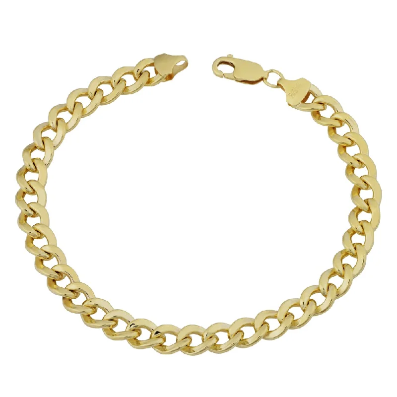 Hovering diamond bracelet-14k Yellow Gold Filled 7.4mm High Polish Miami Cuban Curb Link Men's 9-inch Chain Bracelet