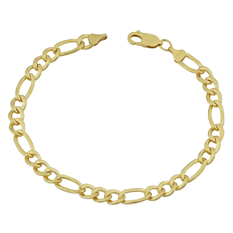 Natural gem bracelet-14k Yellow Gold Filled Men's 6.2-mm High Polish Figaro Link Bracelet (8.5 inches)