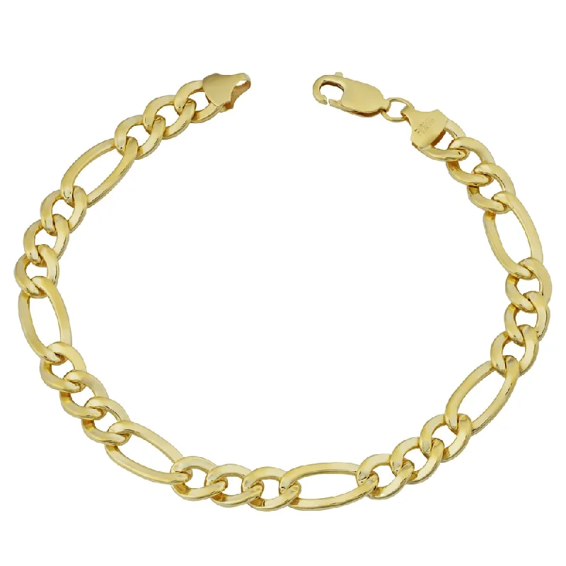 Glossy gem bracelet-14k Yellow Gold Filled Men's 7.7-mm High Polish Figaro Link Bracelet (9 inches)