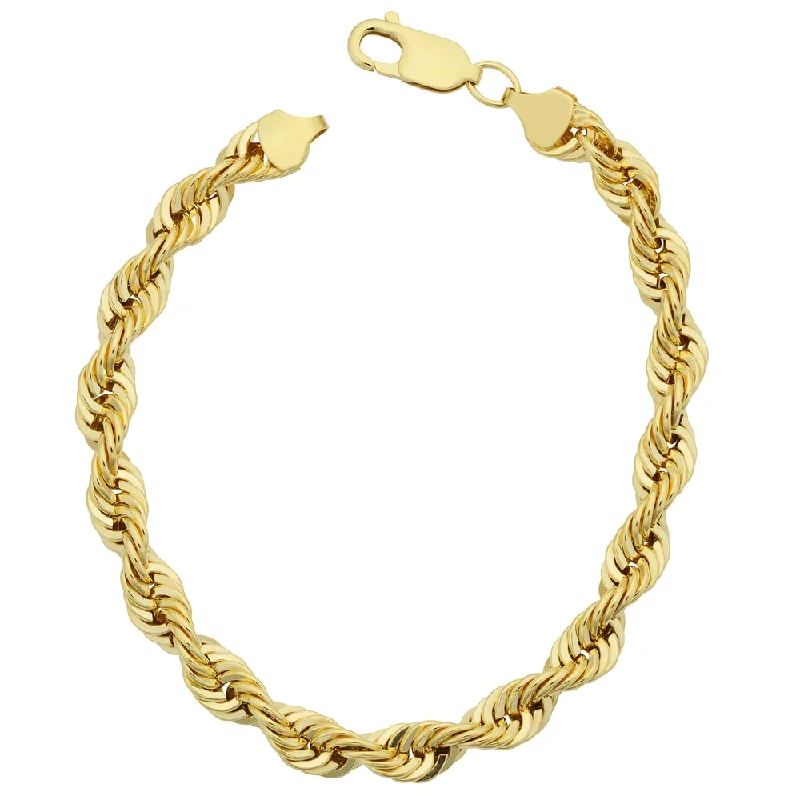 Hammered bronze bracelet-14k Yellow Gold Filled Men's Bold 6-mm Rope Chain Bracelet (7.5 or 8.5 inches)