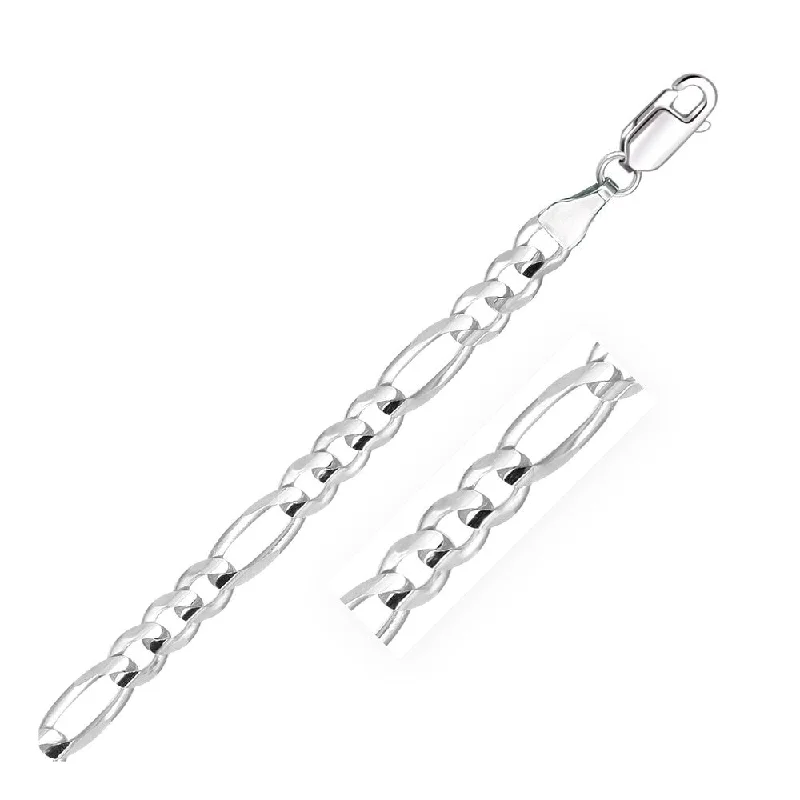 Full-set pave bracelet-6.0mm 14k White Gold Solid Figaro Bracelet