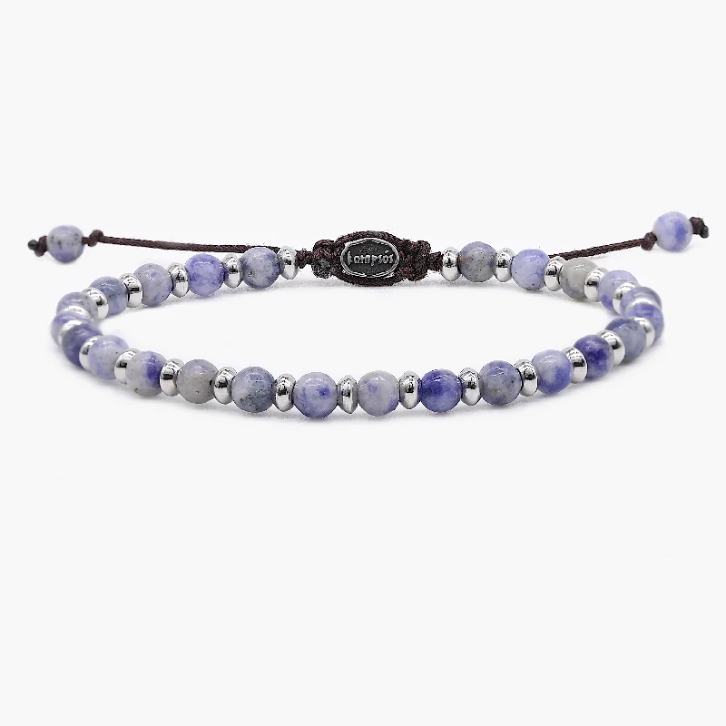 Crested wave bracelet-Beaded Bracelet With Sodalite and Silver Beads