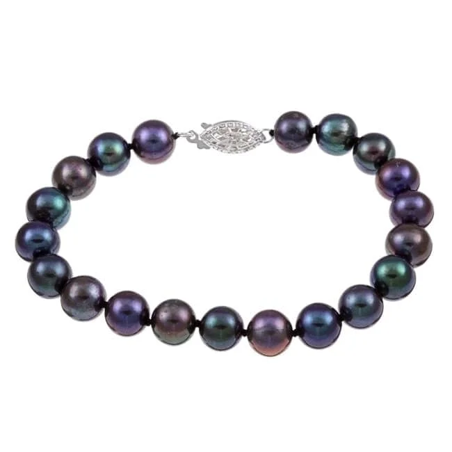 Forged gold bracelet-Black Freshwater Pearl Classic 8-inch Bracelet (8-9 mm)