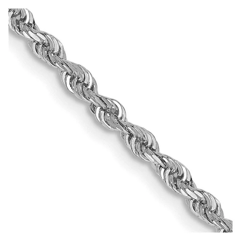 Vivid emerald bracelet-Curata 10k White Gold 10" 2.25mm Diamond-cut Quadruple Rope Chain Anklet Ankle Bracelet