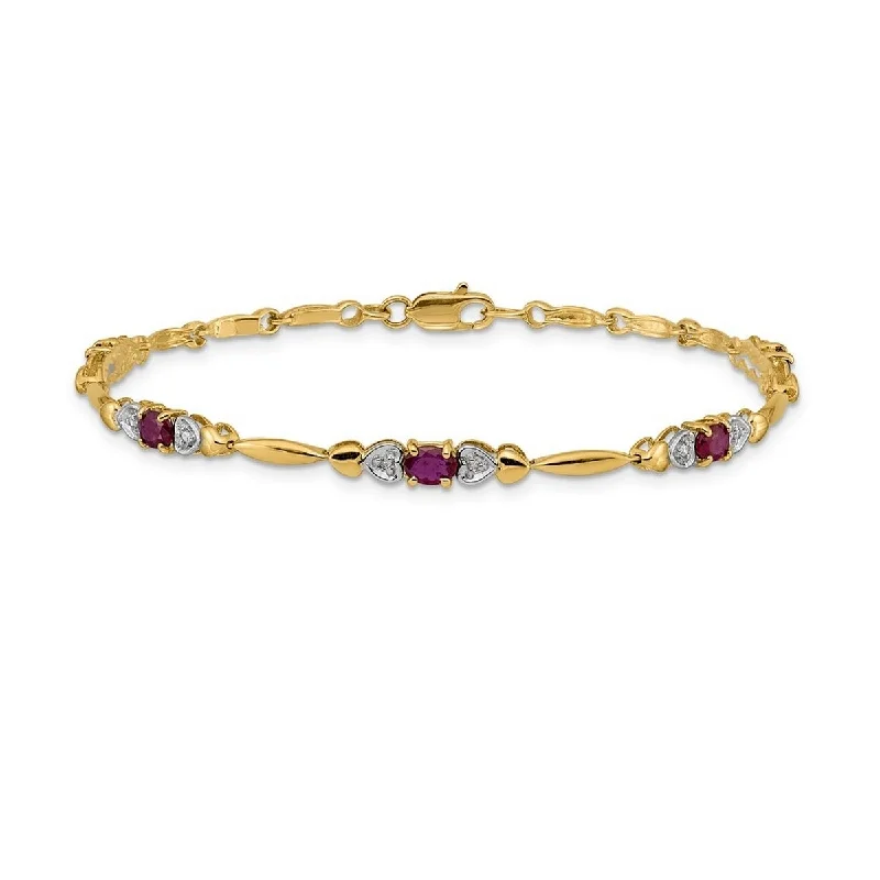 Vintage topaz bracelet-Curata 14k Diamond and Composite Ruby Bracelet