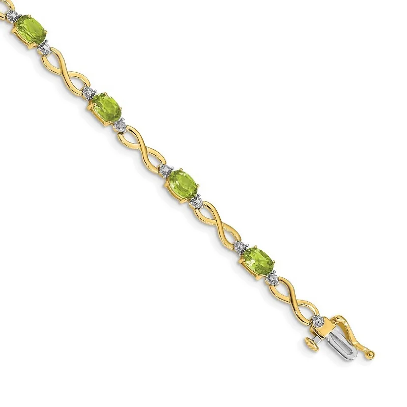 Sun flare bracelet-Curata 14k Peridot and Diamond Bracelet