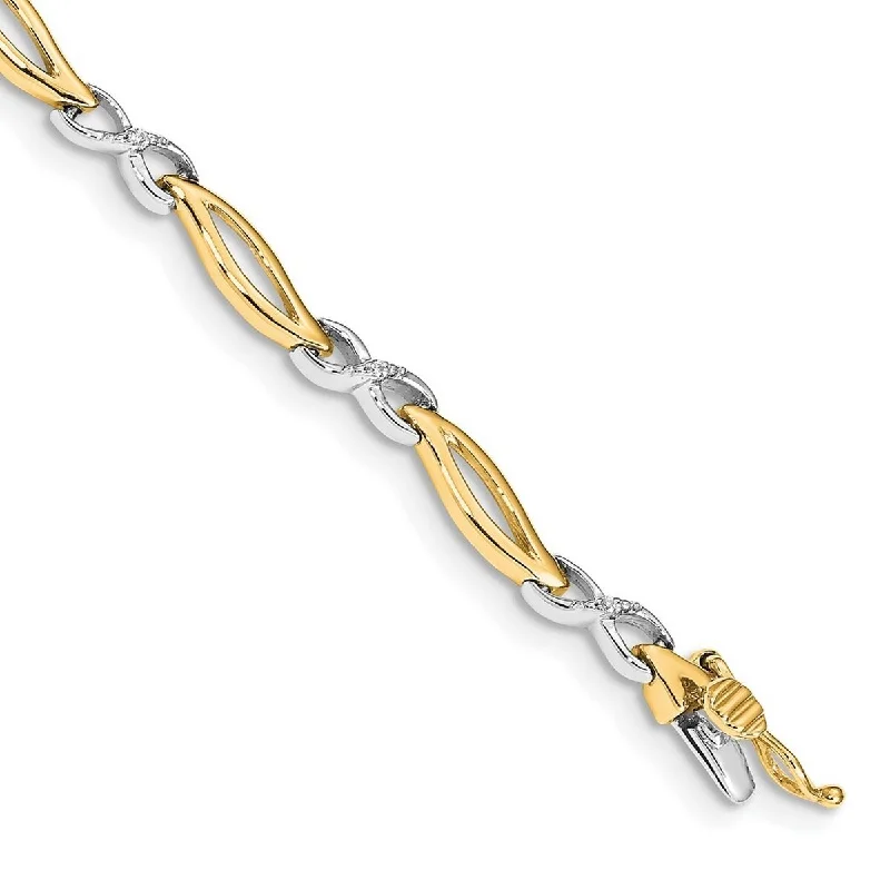 Airy silver bracelet-Curata 14k Two tone Diamond Infinity 7.5inch Link Bracelet