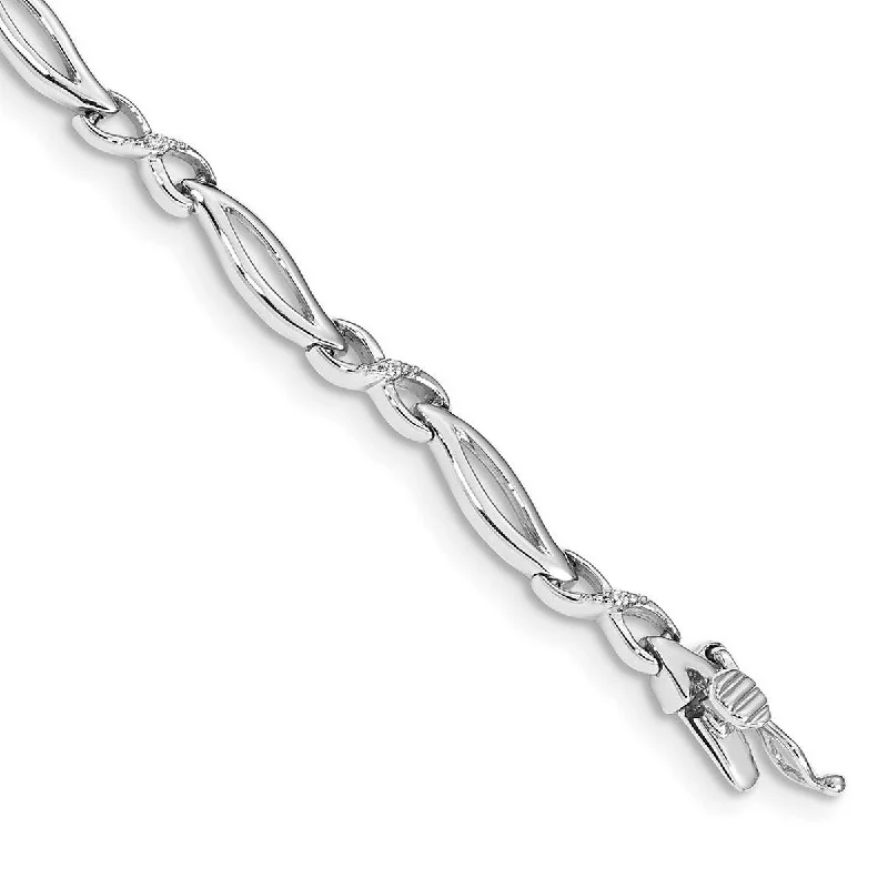 Natural pearl bracelet-Curata 14k White Gold Diamond 7.5inch Link Bracelet