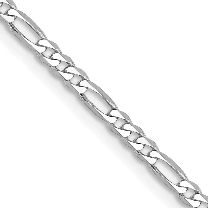 Lustrous iolite bracelet-Curata 14k White Gold Solid Polished Lobster Claw Closure 2.4mm Flat Figaro Chain Bracelet 9 Inch