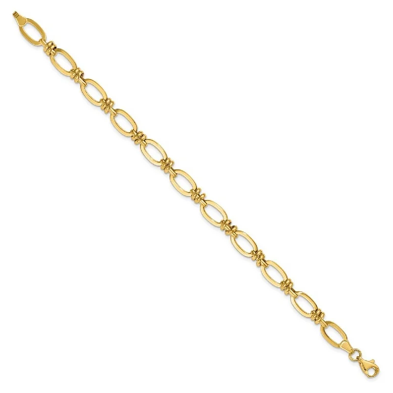 Varied stone bracelet-Curata 14k Yellow Gold Fancy Polished Fancy Link Bracelet 7.5 Inch