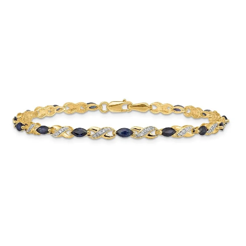 Wave motif bracelet-Curata 3mm 14k Diamond and Sapphire Bracelet