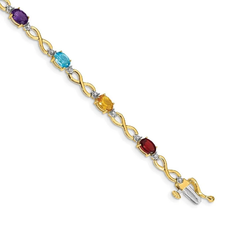 Sleek design bracelet-Curata 5mm 14k Rainbow Gemstone and Diamond Bracelet