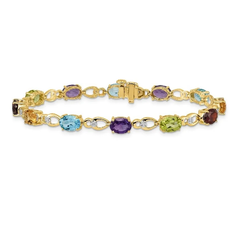 Slim band bracelet-Curata 5mm 14k Rainbow Gemstone Diamond Bracelet