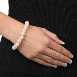 Natural gem bracelet-DaVonna 14k Gold 10-11mm White Freshwater Pearl Bracelet 7.25-inch