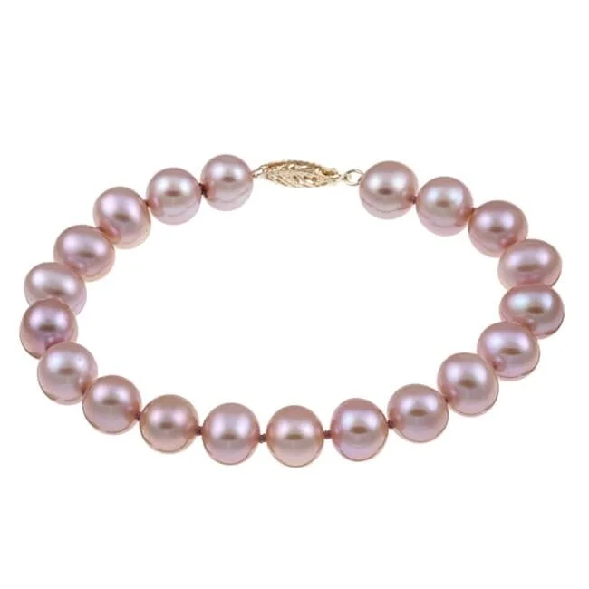 Glinting gem bracelet-DaVonna 14k Gold 9-10mm Pink Freshwater Pearl Bracelet 8-inch