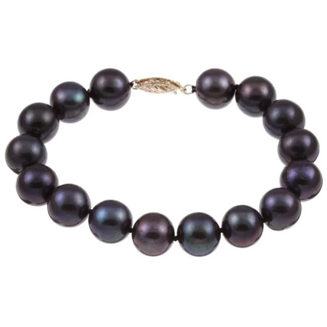 Fractured crystal bracelet-DaVonna 14k Gold Black FW Pearl 8-inch Bracelet (10-11 mm)