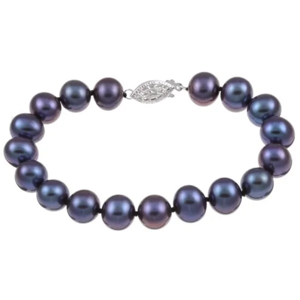 Rising ridge bracelet-DaVonna Silver Black FW Pearl Bracelet (9-10mm)