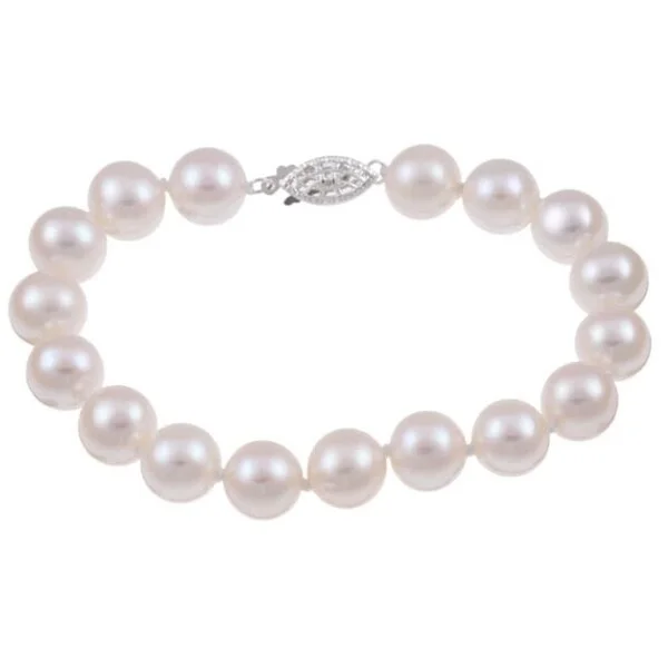 Open-dusk bracelet-DaVonna Silver White FW Pearl 7.25-inch Bracelet (10-11 mm)