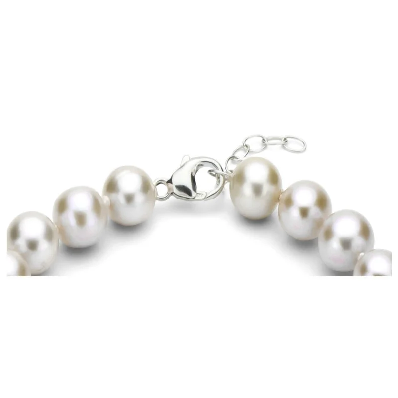 Hammered bronze bracelet-DaVonna Sterling Silver 12-13 mm White Round Freshwater Pearl Bracelet