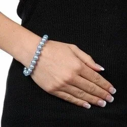 Astral design bracelet-DaVonna Sterling Silver 8-9 mm Blue Freshwater Pearl Classic Bracelet 7.25-inch