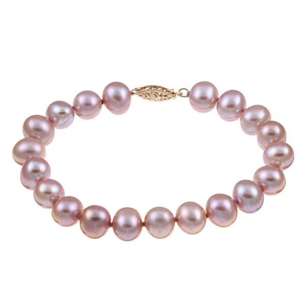 Retro emerald bracelet-DaVonna Sterling Silver Pink Cultured Pearl Bracelet (8-9 mm)