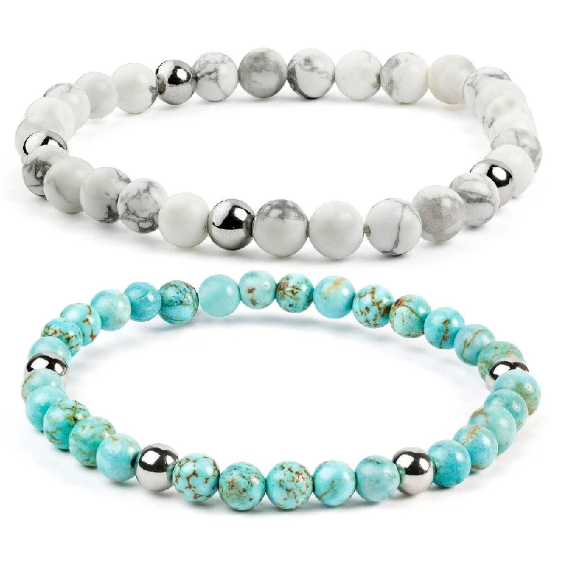 Glinting gem bracelet-ELYA Turquoise Stainless Steel Beaded Bracelet (6mm)