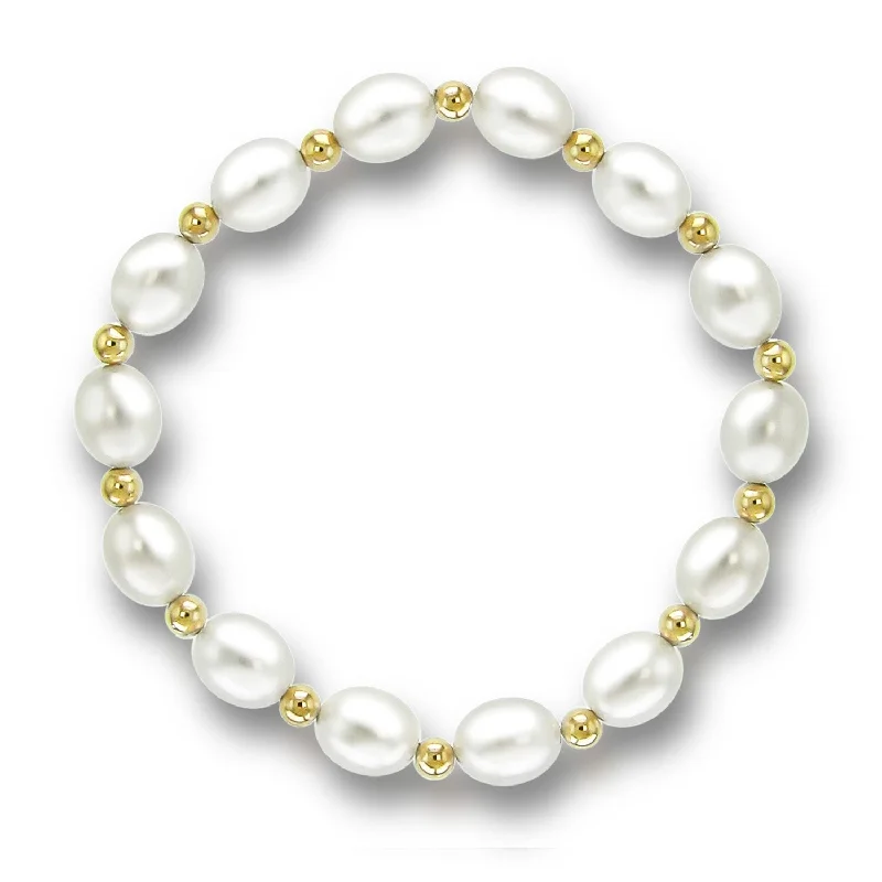 Twisted knot bracelet-Freshwater 8-8.5mm Pearl Endless Bracelet 7.25Inches with 4mm 14k Beads