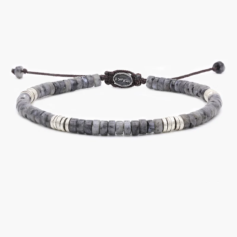 Tribal carved bracelet-Labradorite Stone And Sterling Silver Disc Beads Bracelet