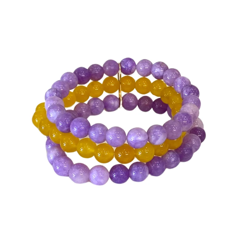 Wire-loop bracelet-LSU Beaded Bracelet Stack