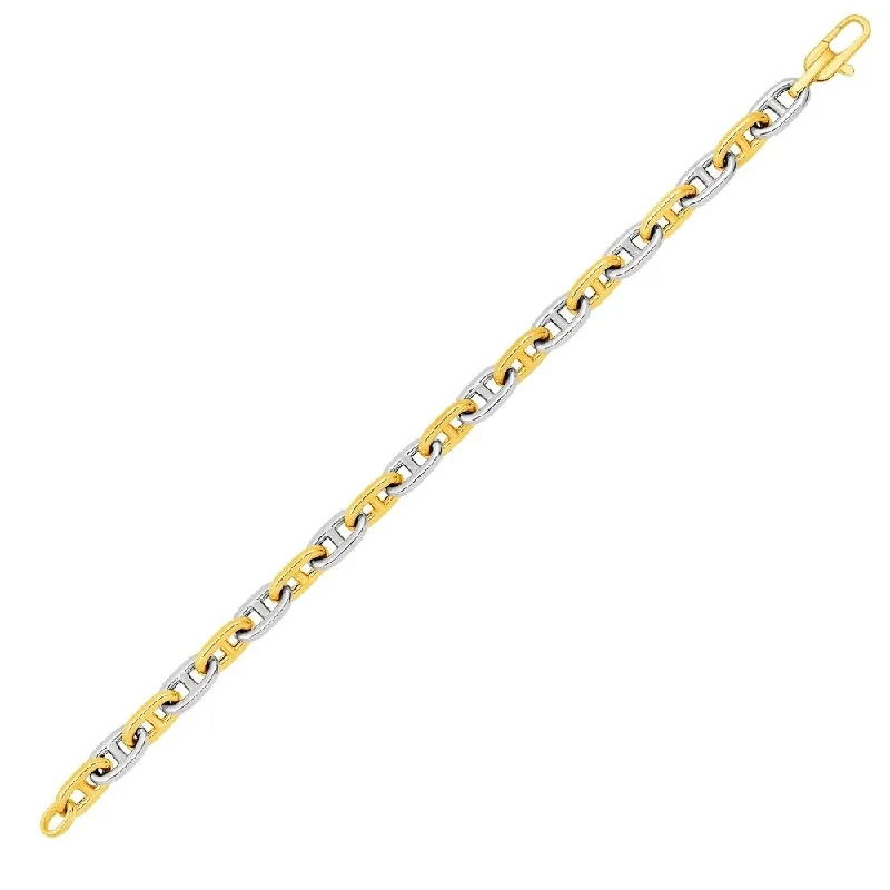 Hovering diamond bracelet-Mariner Link Bracelet in 14k Two-Tone Gold