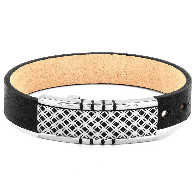 Intertwined bracelet-Men's Lattice Buckle Clasp Leather Bracelet