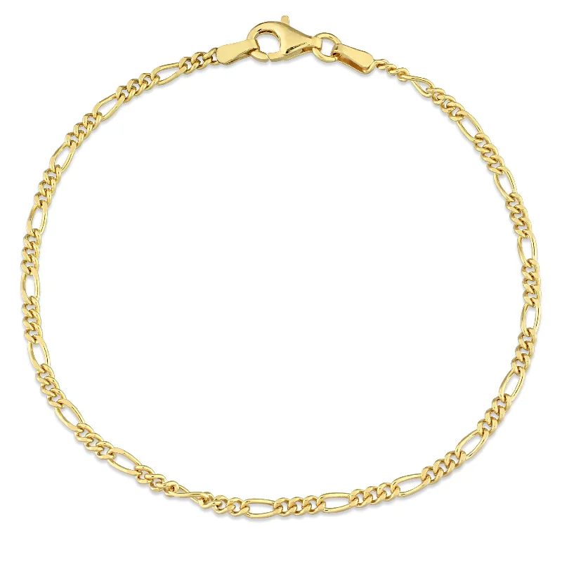 Twisting design bracelet-Miadora 18kt Yellow Gold Plated Sterling Silver Figaro Bracelet