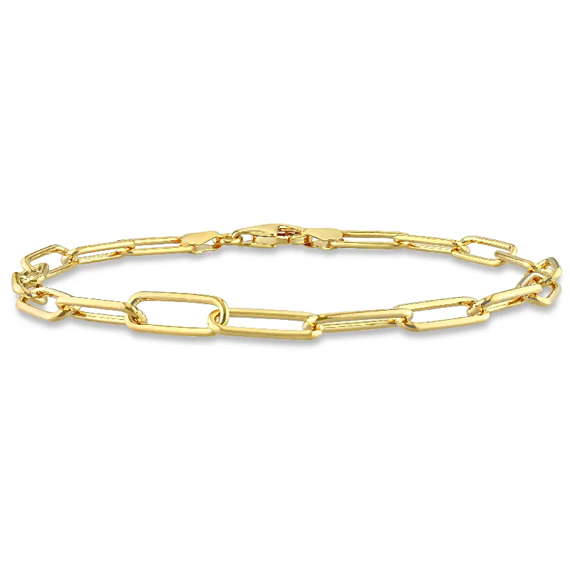 Bud-shaped bracelet-Miadora 18kt Yellow Gold Plated Sterling Silver Paperclip Men's Bracelet