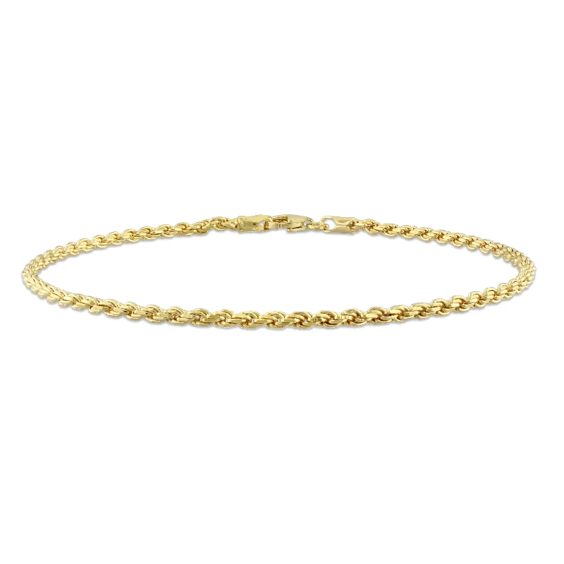 Radiant stone bracelet-Miadora 18kt Yellow Gold Plated Sterling Silver Rope Chain Men's Bracelet