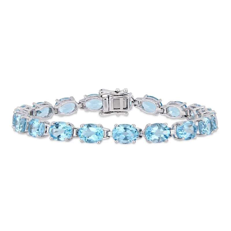 Loose twist bracelet-Miadora Sterling Silver 28 1/2ct TGW Sky-Blue Topaz Tennis Bracelet