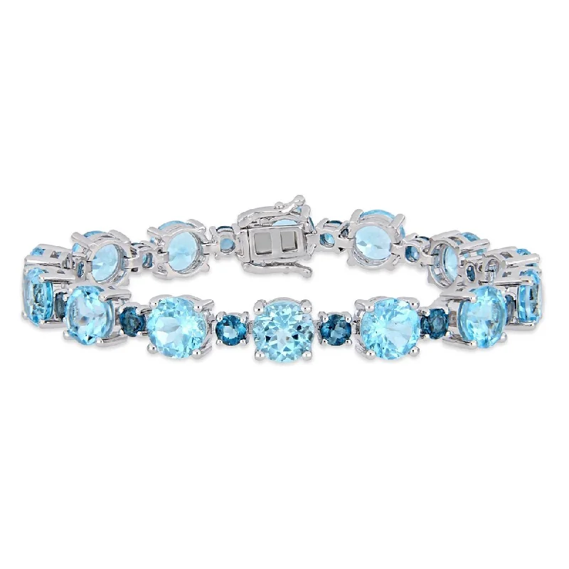 Wire-loop bracelet-Miadora Sterling Silver 37 1/10ct TGW Sky & London-Blue Topaz Tennis Bracelet