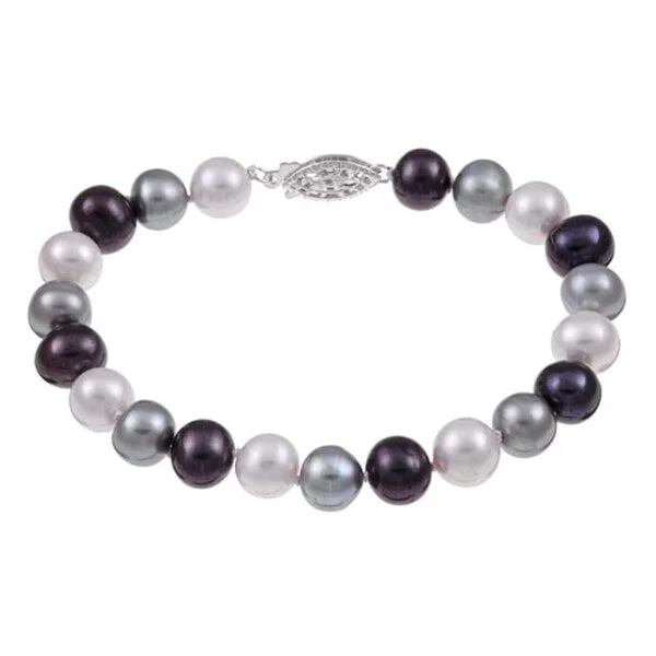 Glistening tourmaline bracelet-Multi-colored Freshwater Pearl 7-inch Bracelet (7.5-8mm)