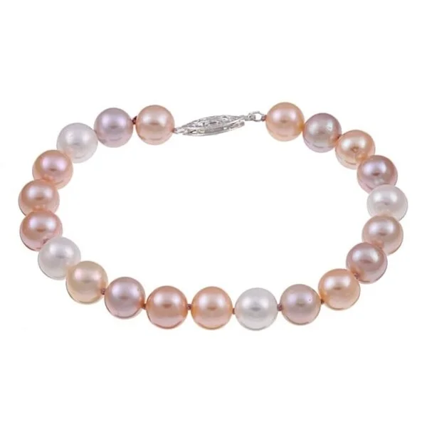 Rugged stone bracelet-Multi-colored Pink Freshwater Pearl 7.25-inch Bracelet (7.5-8 mm)