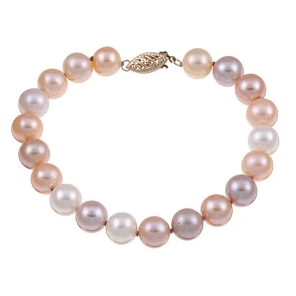 Lustrous citrine bracelet-Multi-colored Pink Freshwater Pearl Classic 8-inch Bracelet (8-9 mm)