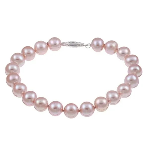 Jagged rim bracelet-Pink Freshwater Pearl 7.25-inch Bracelet (7.5-8 mm)