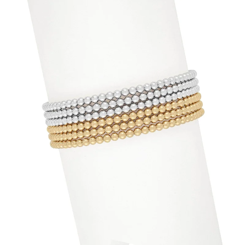 Shimmering crystal bracelet-Ready, Set, Stack | Gold + Silver Bracelet Set