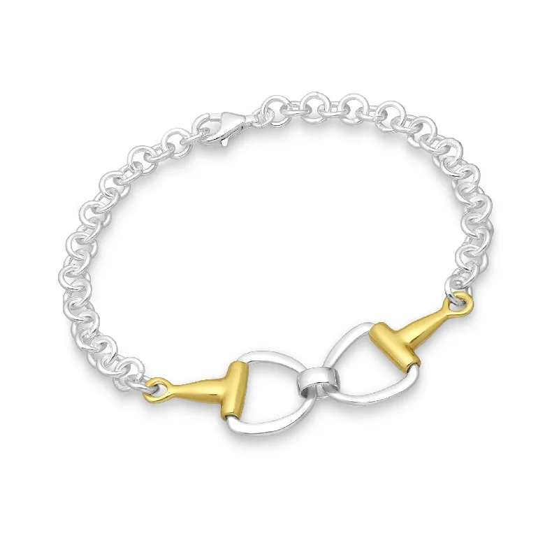 Natural pearl bracelet-Sterling Silver & 14k Gold-Plated Horse Snaffle Bracelet