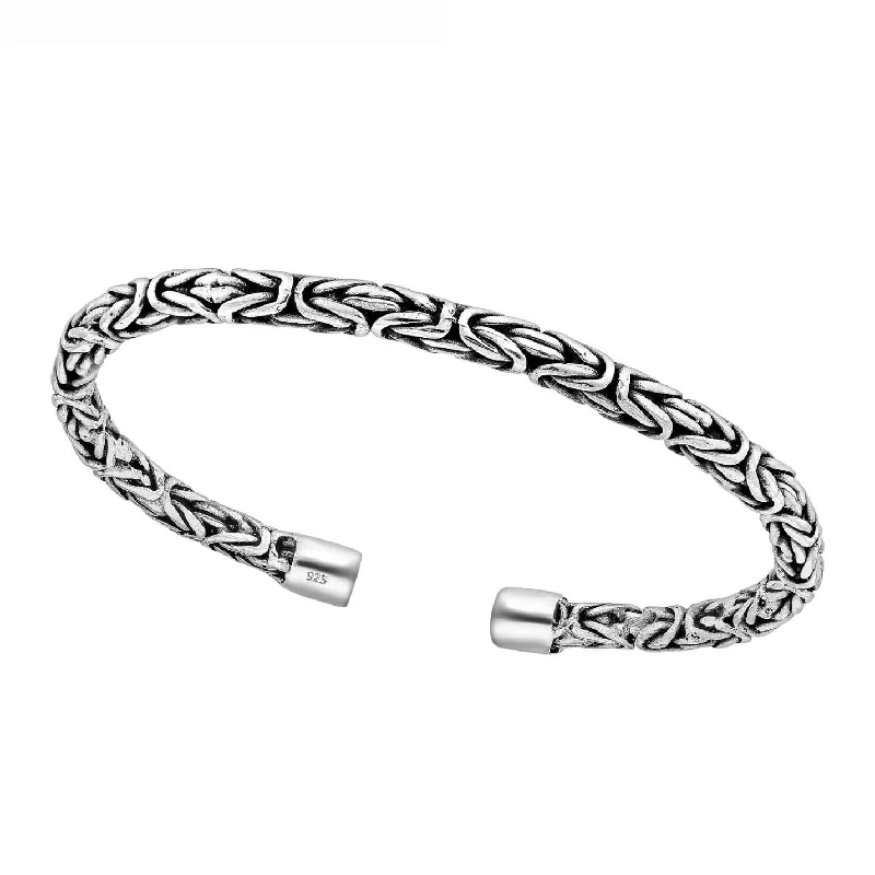 Twisted knot bracelet-Sterling Silver Braided Cuff Bracelet