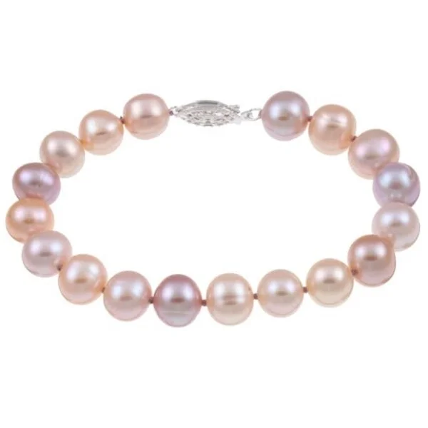 Prism-effect bracelet-Sterling Silver Pink Freshwater Pearl Bracelet (9-10mm)