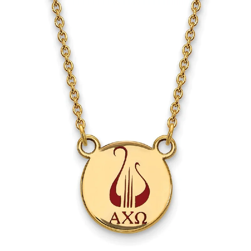 14K Plated Silver Alpha Chi Omega Small Enamel Necklace