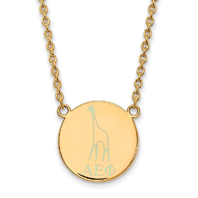 Fractured crystal necklace-14K Plated Silver Alpha Epsilon Phi Large Enamel Necklace