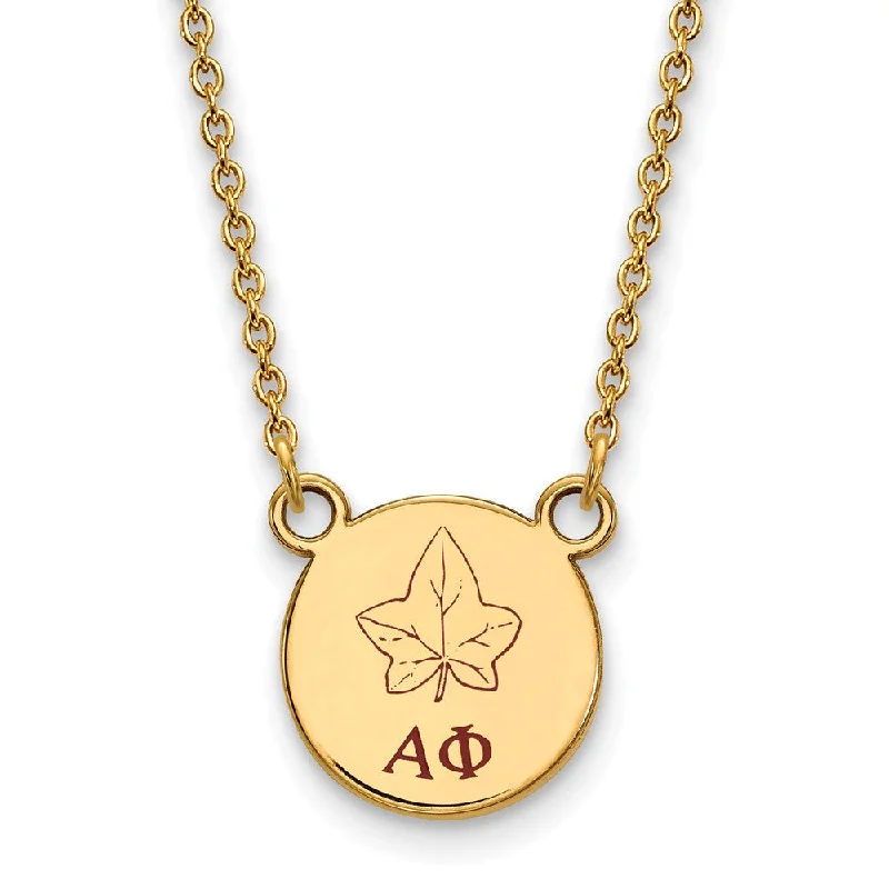 Seamless chain necklace-14K Plated Silver Alpha Phi Small Enamel Necklace