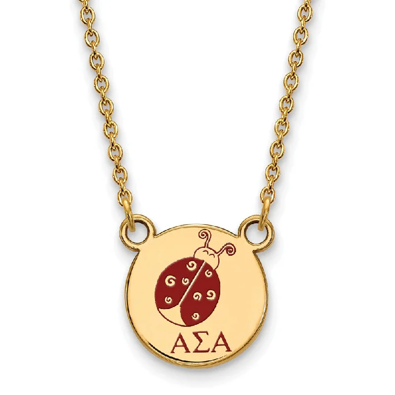 14K Plated Silver Alpha Sigma Alpha Small Mascot Enamel Necklace